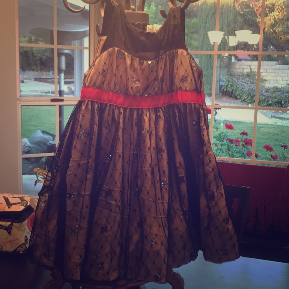Girls Sequin and lace overlay dress